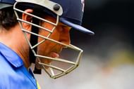 NEW YORK, NY - NOVEMBER 07:  Sachin's Blasters player Sachin Tendulkar looks on after being called out during a match in the Cricket All-Stars Series at Citi Field on November 7, 2015 in the Queens Borough of New York City.  (Photo by Alex Goodlett/Getty Images)